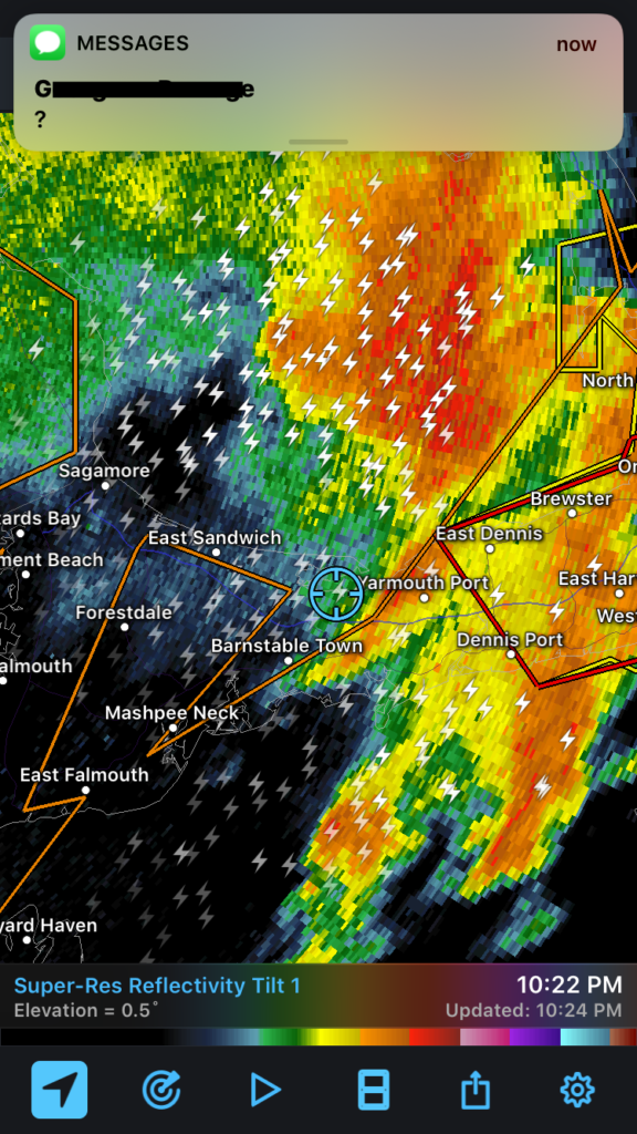 Radar Image of Cape Cy 2019od Tornado threat Jul